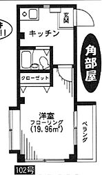 アネックス蒲生7期 1Kの間取図画像