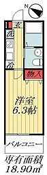 JR総武線 船橋駅 徒歩10分の賃貸アパート 3階1Kの間取り