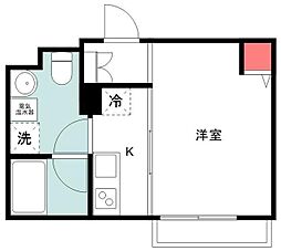 グランハイム雑色 2階1Kの間取り