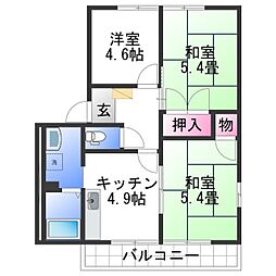 JR和歌山線 田井ノ瀬駅 徒歩25分の賃貸アパート 1階3Kの間取り