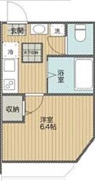 ティブ 1階1Kの間取り