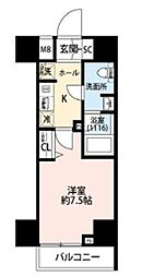 新交通ゆりかもめ 芝浦ふ頭駅 徒歩2分の賃貸マンション 2階1Kの間取り