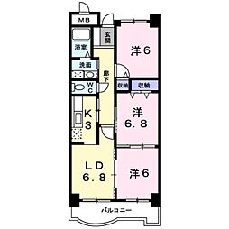 サンフローラ 3階3LDKの間取り