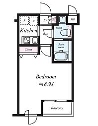 SIN-City哲学堂REV PREST 5階1Kの間取り
