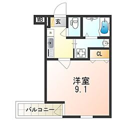 フジパレス大桐ノース 1Kの間取図画像