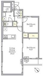 西武新宿線 下落合駅 徒歩6分の賃貸マンション 2階2LDKの間取り