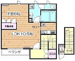 T&Kとねり 2階1LDKの間取り