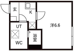 アイリス渋谷 2階1Kの間取り