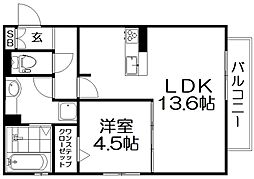 メゾン倉治 1LDKの間取図画像