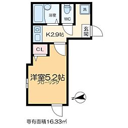 ALBA亀有 2階1Kの間取り