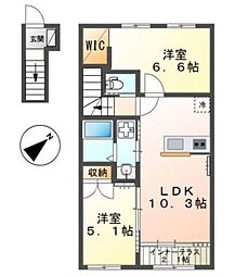 (仮称)新築藤沢打戻アパート 2LDKの間取図画像