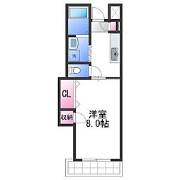 グランシャンブル2000 1Kの間取図画像