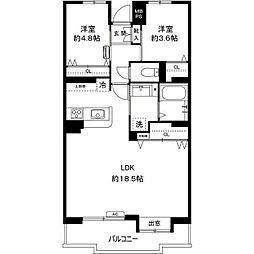 ライオンズマンション橋本第5 5階2LDKの間取り