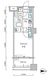 パークキューブ亀戸 5階1Kの間取り