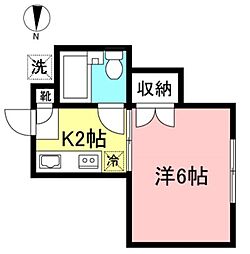 ハイム沙羅 1階1Kの間取り