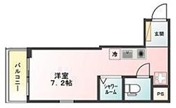 Glansky羽田 1階ワンルームの間取り