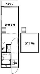 ヒルズ仏向町 1Kの間取図画像