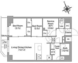 コンフォリア東葛西 8階2SLDKの間取り