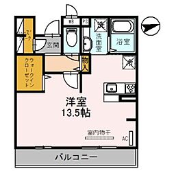 エトワール 2階ワンルームの間取り