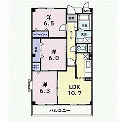 エステート草加第壱館 3LDKの間取図画像