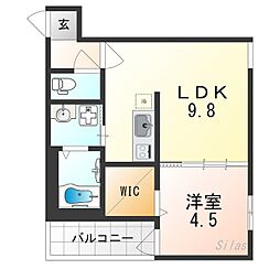 フジパレス花園1番館 1LDKの間取図画像
