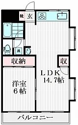 サンライズ船橋 1LDKの間取図画像