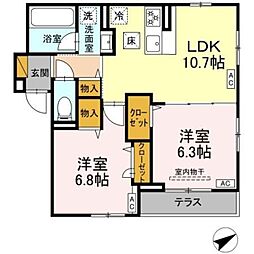 Resi NOIR 1階2LDKの間取り
