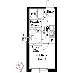 ルーム馬込 地下2階1Kの間取り