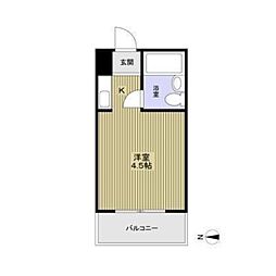 ルネッサンス32番館 4階ワンルームの間取り