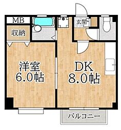 エスポワール21 3階1DKの間取り