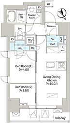 バウスフラッツ日本橋馬喰町 7階2LDKの間取り