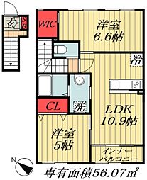 スカイブルーム夏見 2LDKの間取図画像