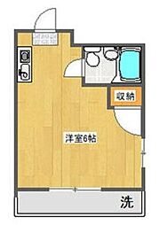 コーポ西野 2階ワンルームの間取り
