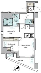 ブリリアイスト門前仲町 2DKの間取図画像