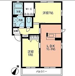 エスポワール1 2LDKの間取図画像