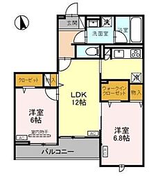 Residence Hills 3階2LDKの間取り
