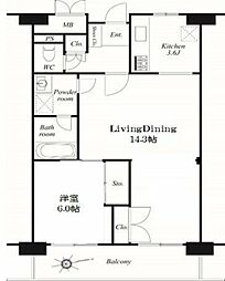 三田ナショナルコート 1LDKの間取図画像