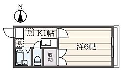 コートヴィレッジ2 1Kの間取図画像