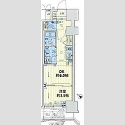 神戸市西神・山手線 長田駅 徒歩7分の賃貸マンション 13階1DKの間取り