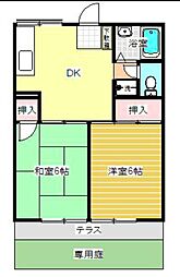 ジュネス・コート 2DKの間取図画像