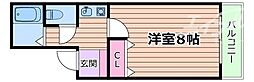 エクセレント上新8 1Kの間取図画像