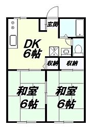 ジュネス西八 2DKの間取図画像