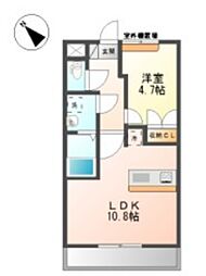 シェルルみなみ野 2階1LDKの間取り
