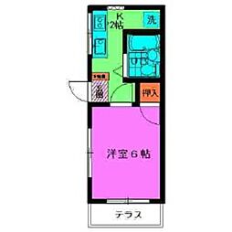 コーポリヴ 1階1Kの間取り