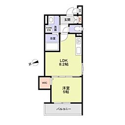 フォレストクリエオーレ宮前町壱番館 1LDKの間取図画像
