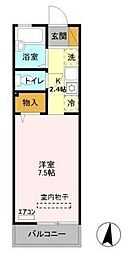 キャッスルI 1階1Kの間取り