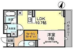 プランドール富士見 3階1LDKの間取り