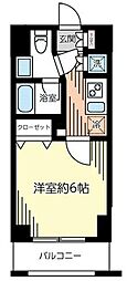 プレールドゥーク東京NORTHII 5階1Kの間取り