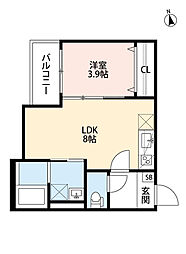 阪神本線 杭瀬駅 徒歩10分の賃貸アパート 1階1LDKの間取り
