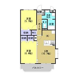 Y&Mロイヤルヒルズ 2LDKの間取図画像
